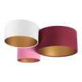 Taklampa SPACE 3xE27/60W/230V röd/vit/rosa