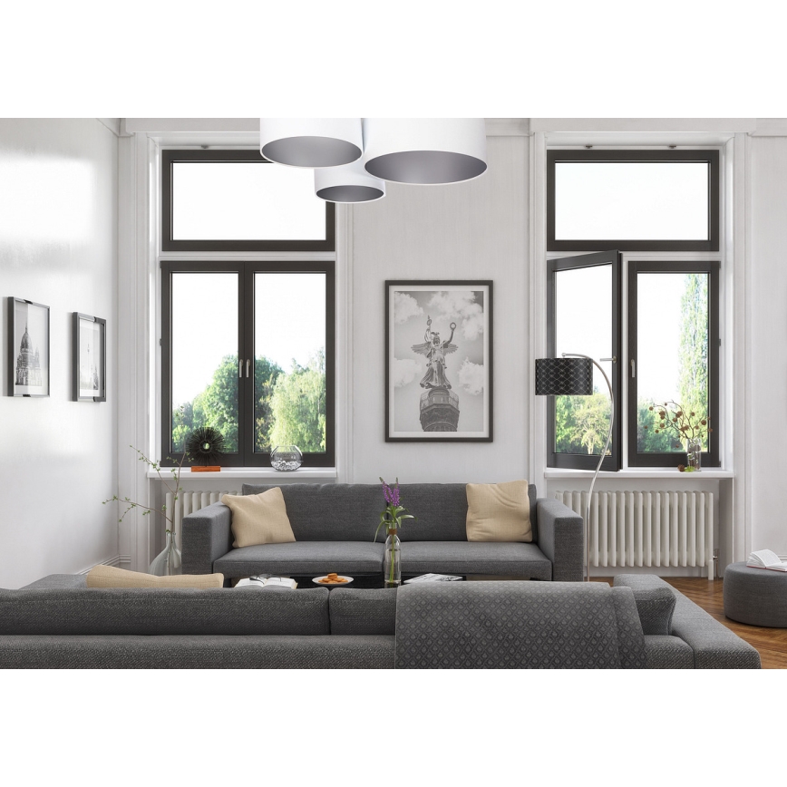 Taklampa SPACE 3xE27/60W/230V vit/silver