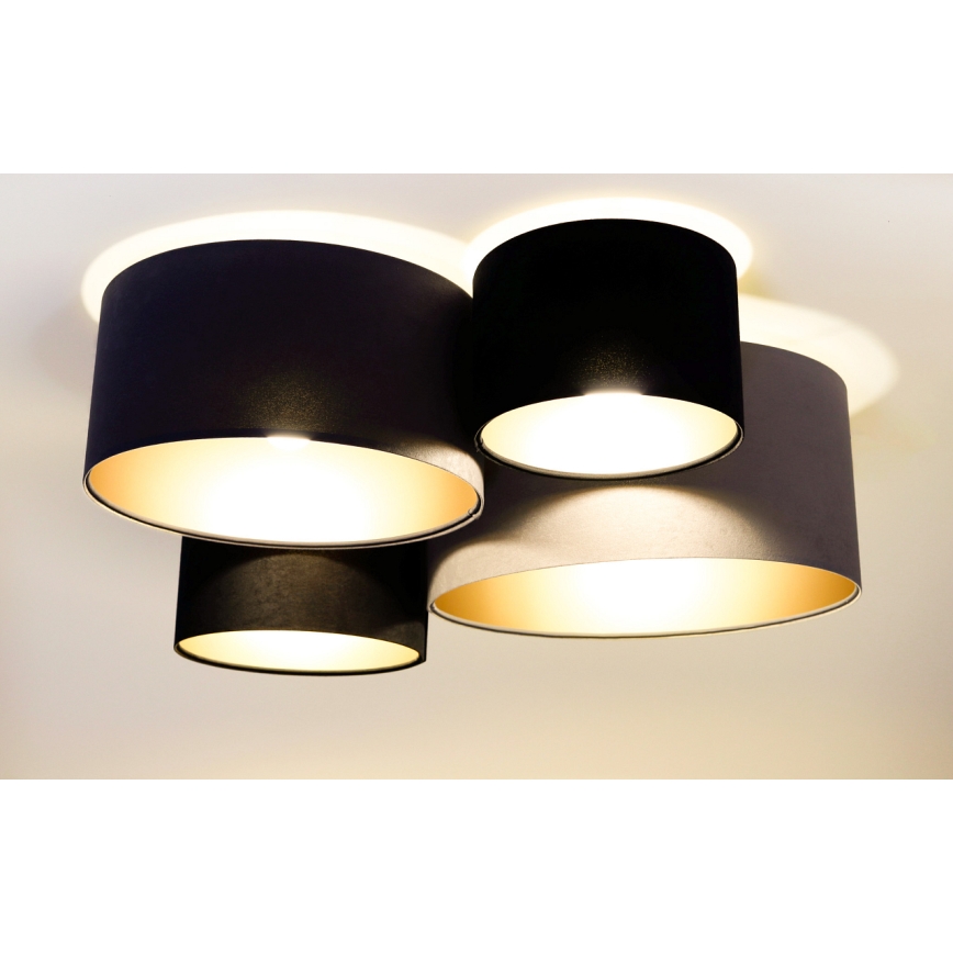 Taklampa SPACE 4xE27/60W/230V grå/svart/guld