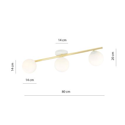 Taklampa SPLENDI 3xE14/10W/230V vit/guld