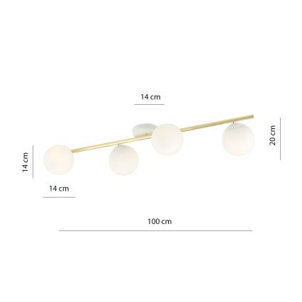 Taklampa SPLENDI 4xE14/10W/230V vit/guld