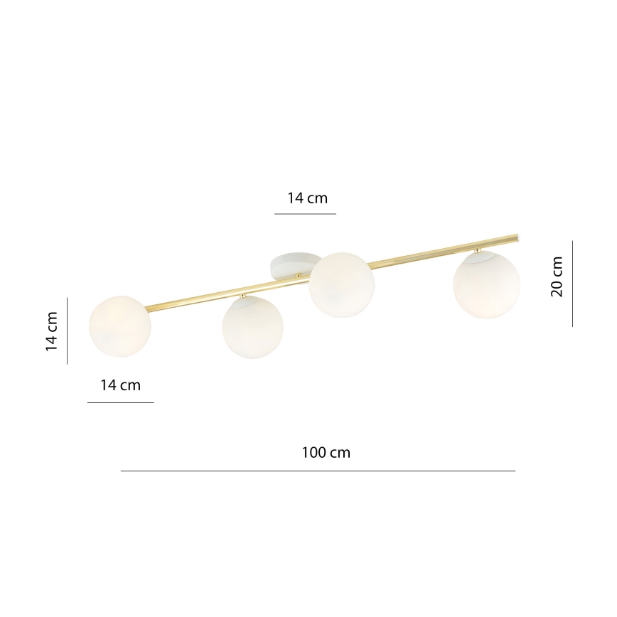 Taklampa SPLENDI 4xE14/10W/230V vit/guld