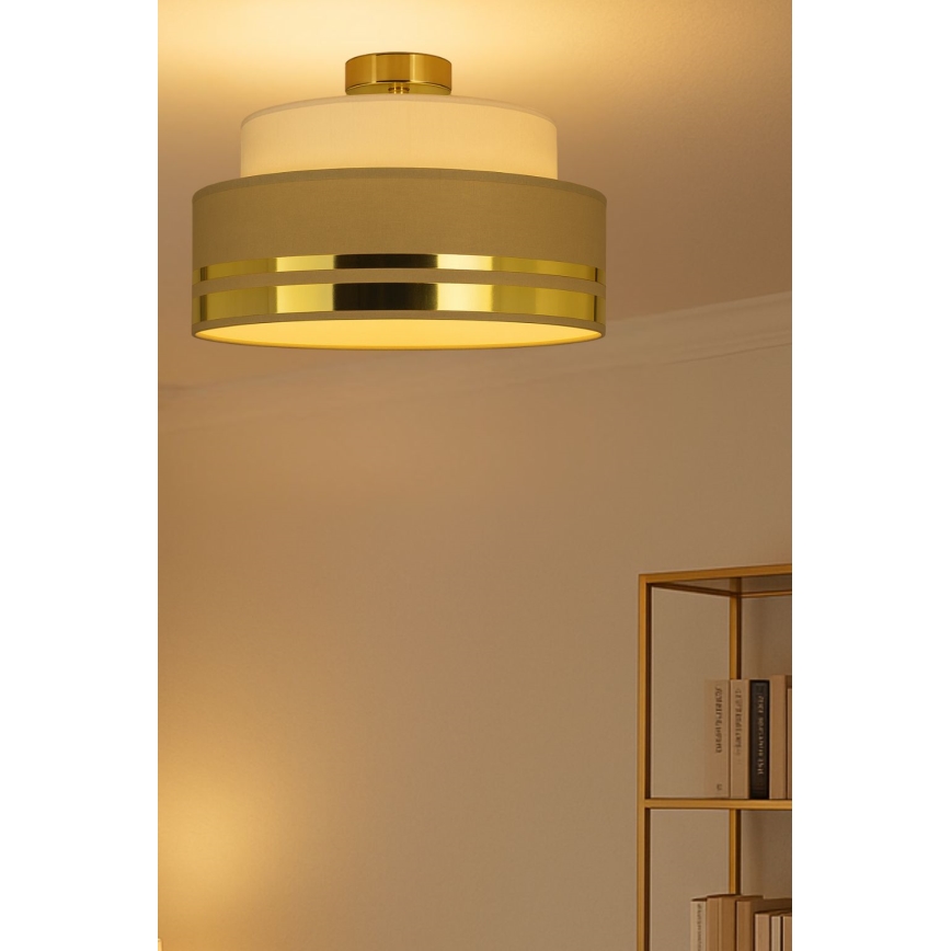 Taklampa TAMI 1xE27/60W/230V beige/brun/guld