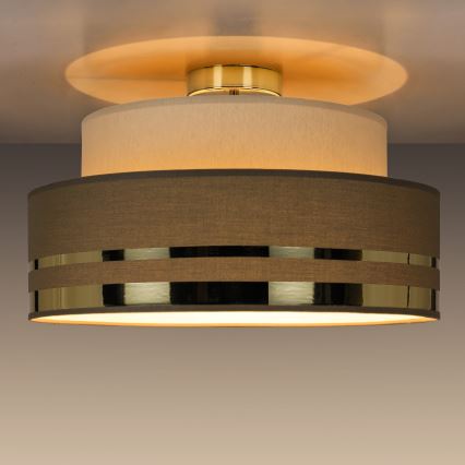 Taklampa TAMI 1xE27/60W/230V beige/brun/guld