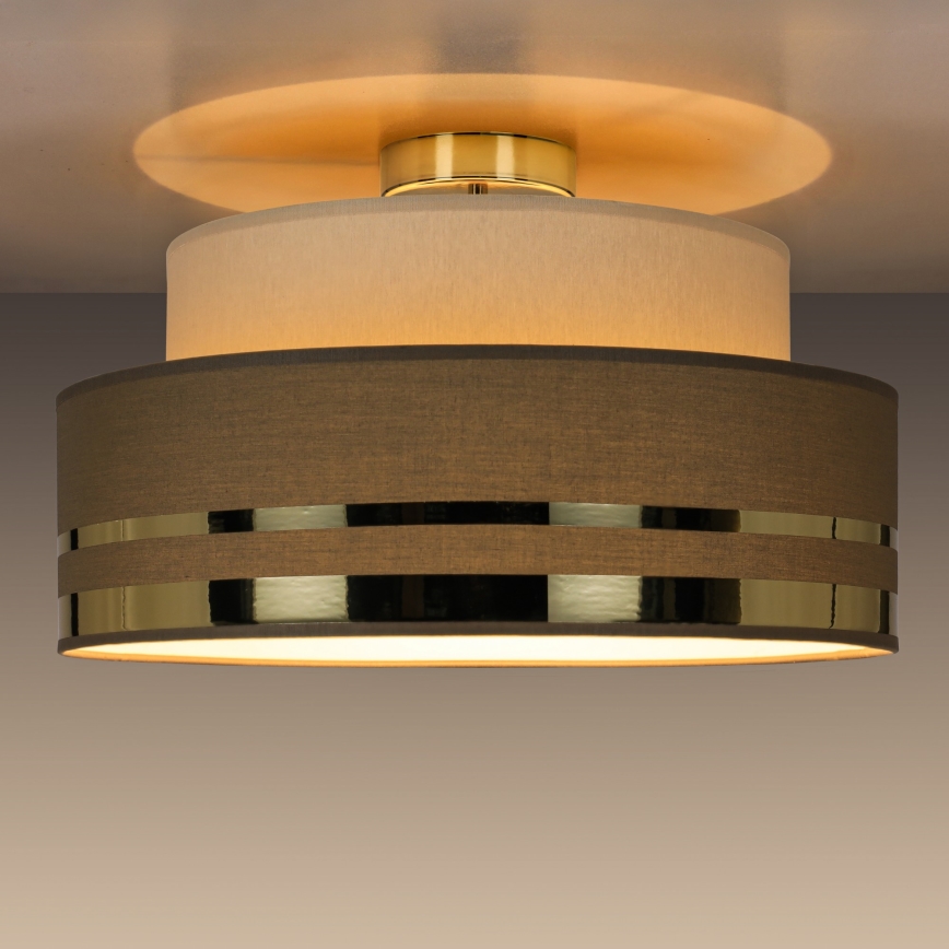 Taklampa TAMI 1xE27/60W/230V beige/brun/guld