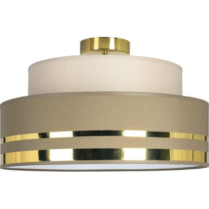 Taklampa TAMI 1xE27/60W/230V beige/brun/guld