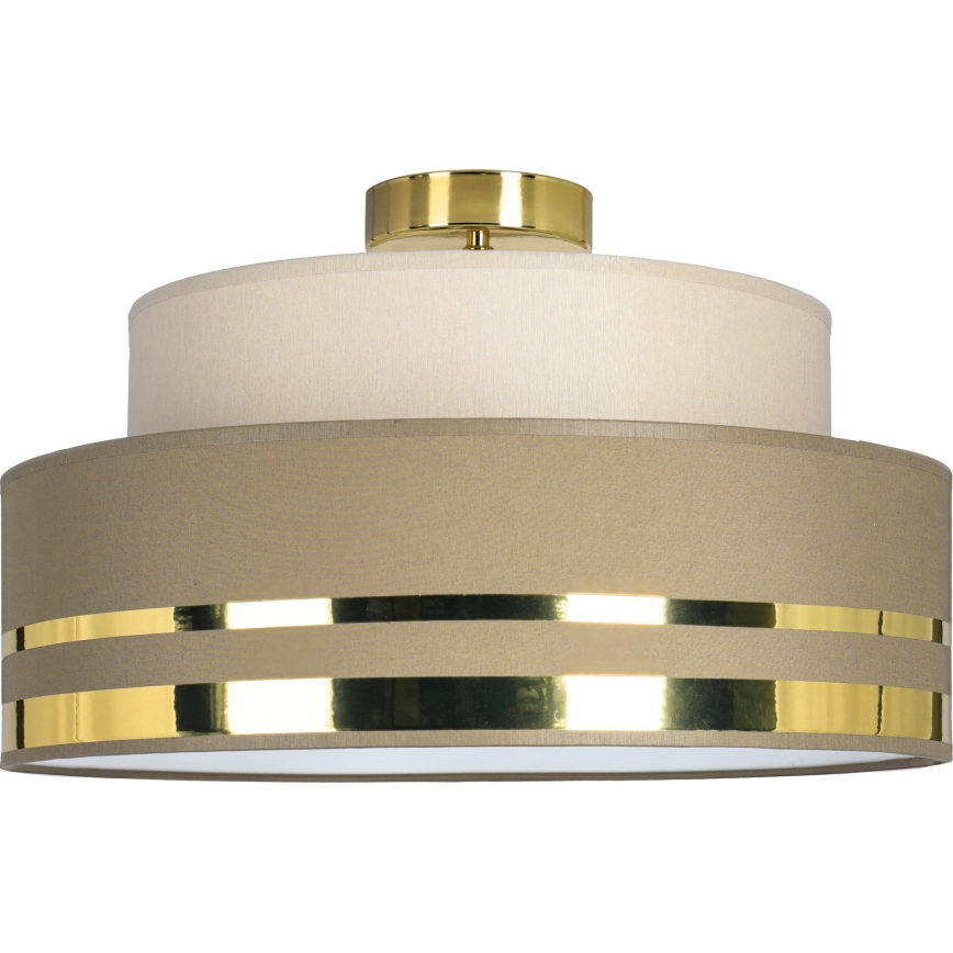 Taklampa TAMI 1xE27/60W/230V beige/brun/guld