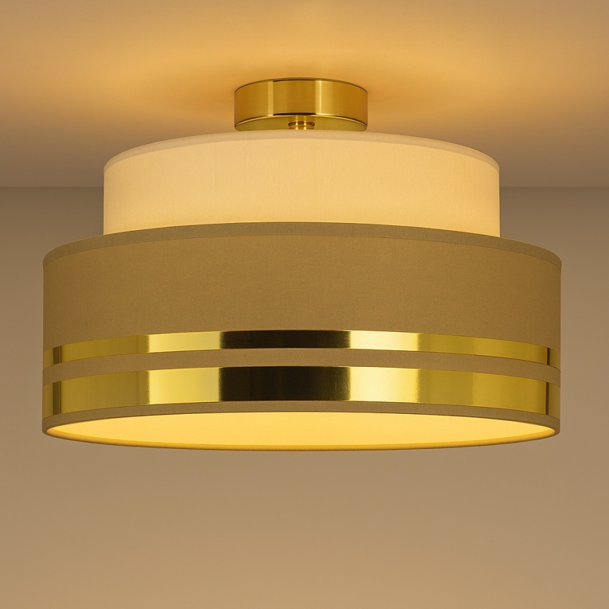 Taklampa TAMI 1xE27/60W/230V diameter 40 cm beige/brun/guld