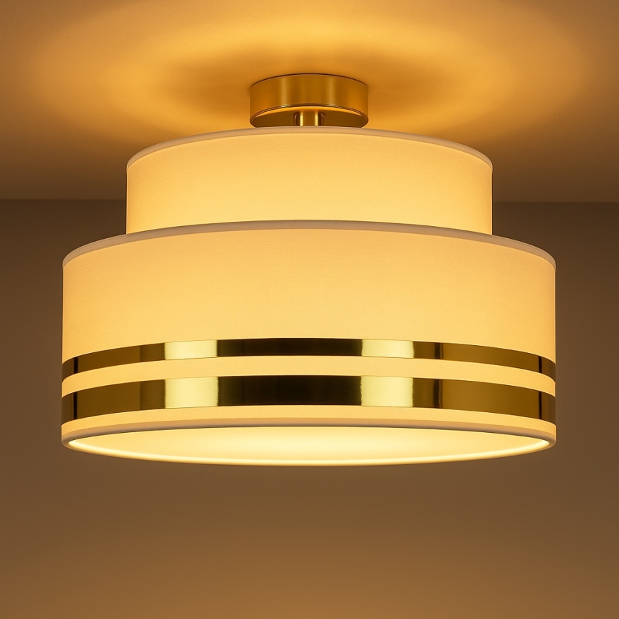 Taklampa TAMI 1xE27/60W/230V diameter 40 cm beige/guld