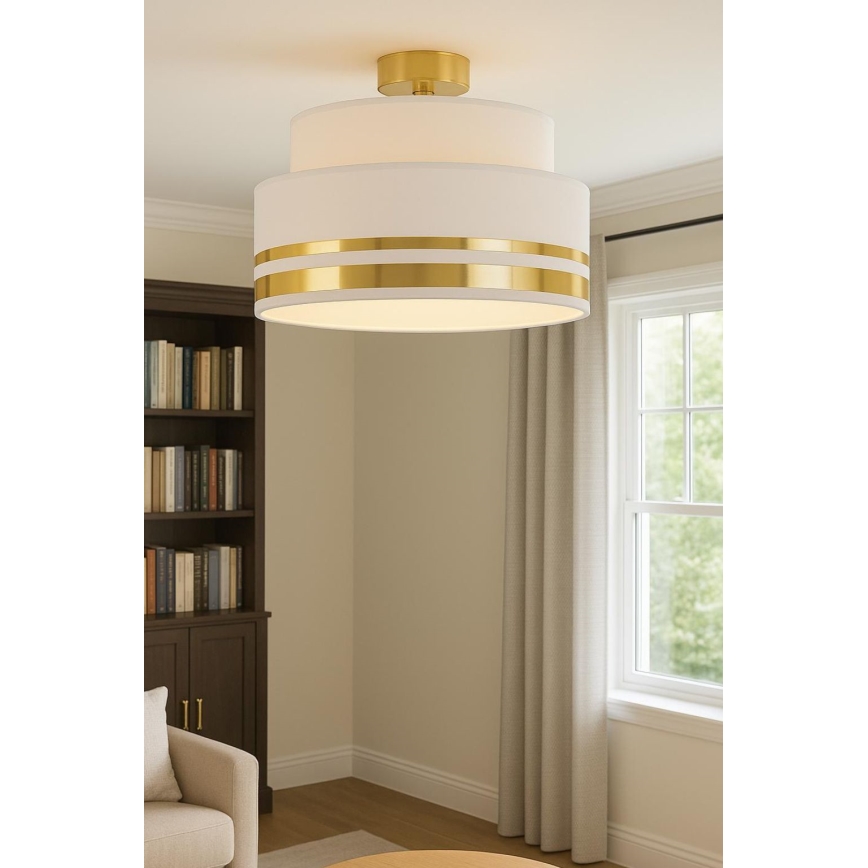 Taklampa TAMI 1xE27/60W/230V diameter 40 cm beige/guld