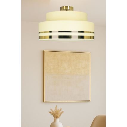 Taklampa TAMI 1xE27/60W/230V diameter 40 cm beige/guld