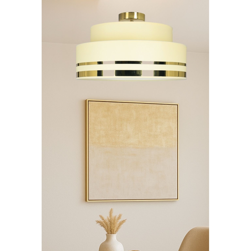 Taklampa TAMI 1xE27/60W/230V diameter 40 cm beige/guld