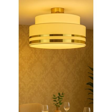 Taklampa TAMI 1xE27/60W/230V diameter 40 cm beige/guld