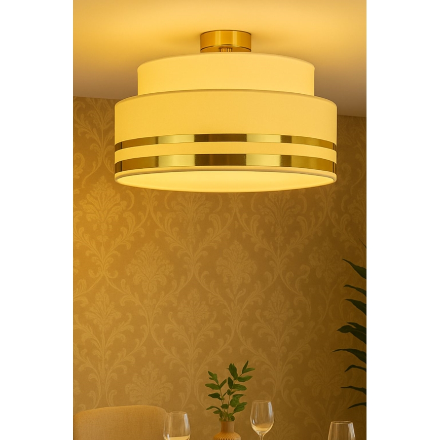 Taklampa TAMI 1xE27/60W/230V diameter 40 cm beige/guld
