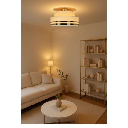 Taklampa TAMI 1xE27/60W/230V diameter 40 cm beige/guld
