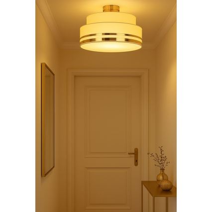 Taklampa TAMI 1xE27/60W/230V diameter 40 cm beige/guld