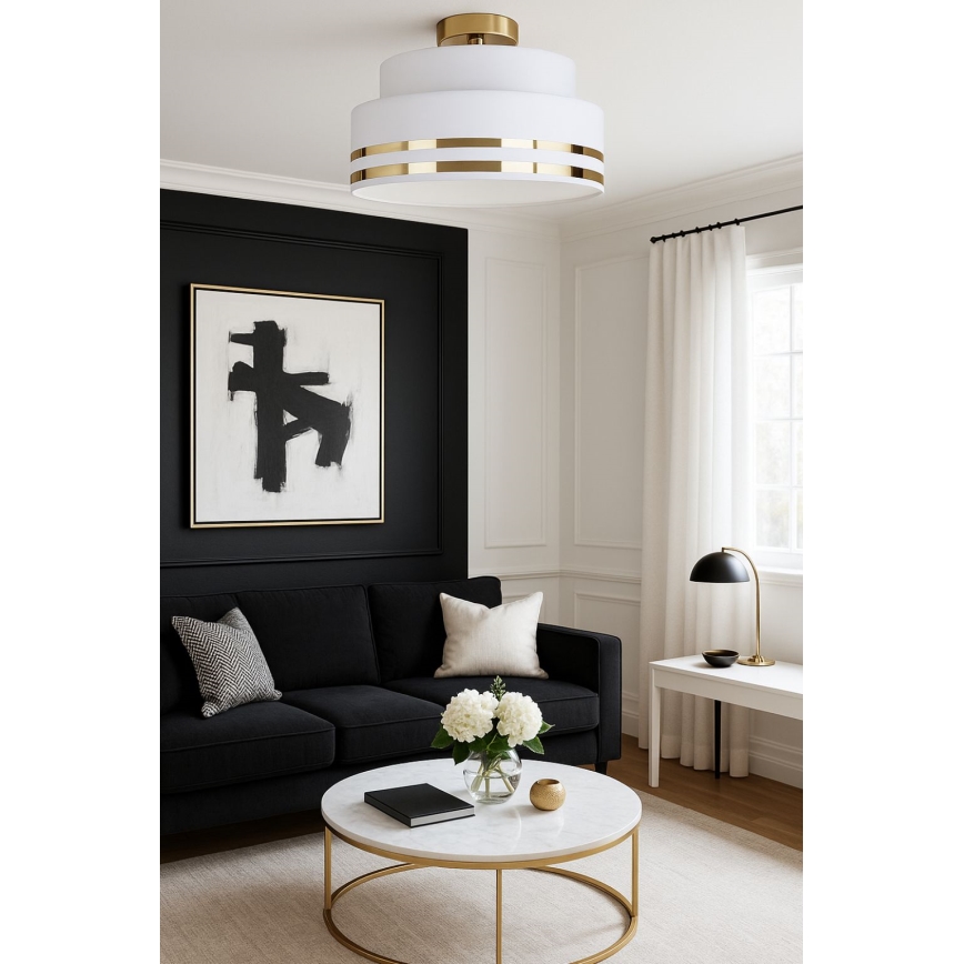 Taklampa TAMI 1xE27/60W/230V diameter 40 cm grädde/guld