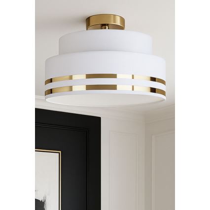 Taklampa TAMI 1xE27/60W/230V diameter 40 cm grädde/guld