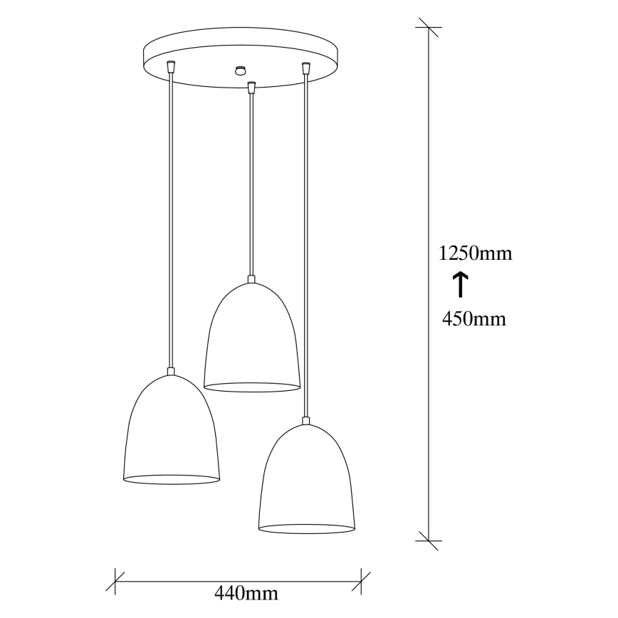 Taklampa TATTOO 3xE27/40W/230V svart