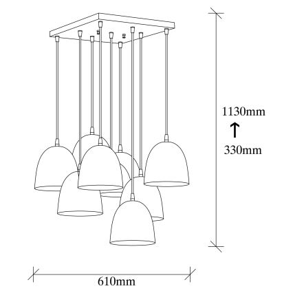 Taklampa TATTOO 9xE27/40W/230V svart