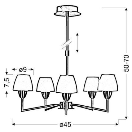 Taklampa TOGO 5xG9/40W/230V matt krom/vit
