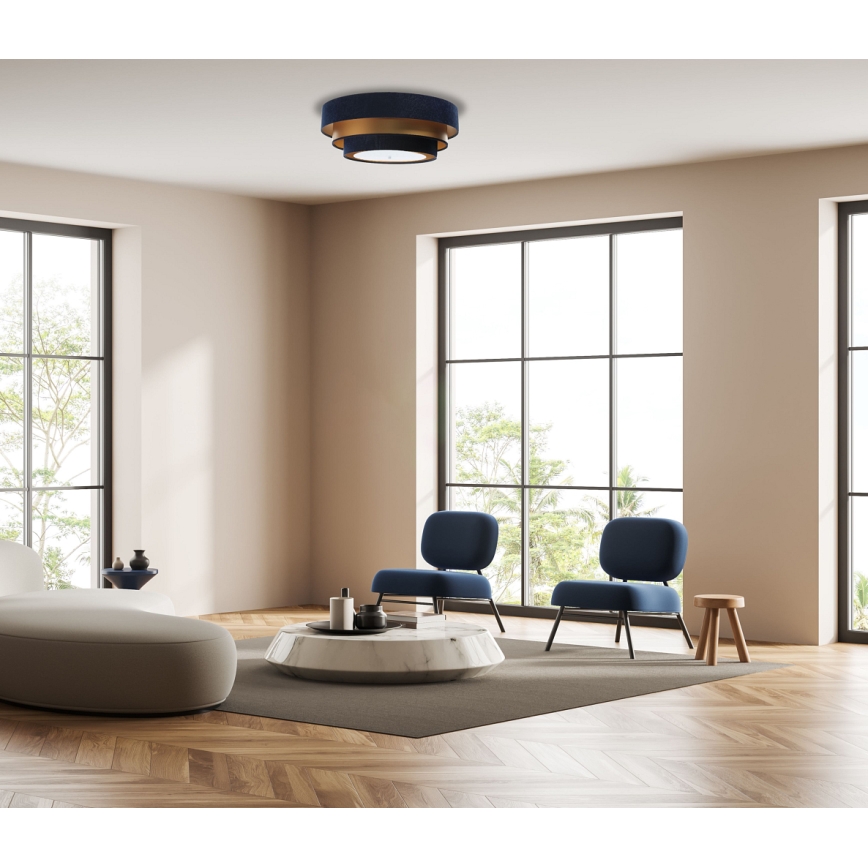 Taklampa TRINITI 2xE27/60W/230V blå/guld