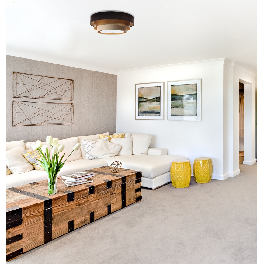 Taklampa TRINITI 2xE27/60W/230V brun/guld/beige
