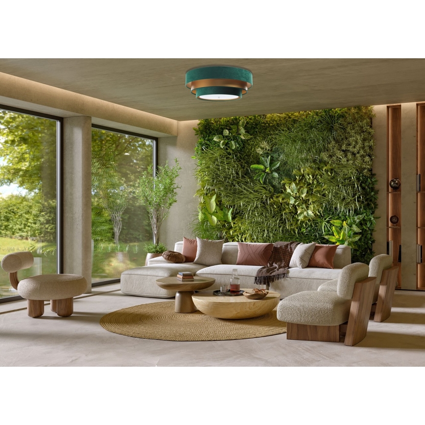 Taklampa TRINITI 2xE27/60W/230V grön/guld