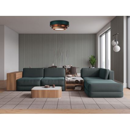 Taklampa TRINITI 2xE27/60W/230V grön/koppar/brun