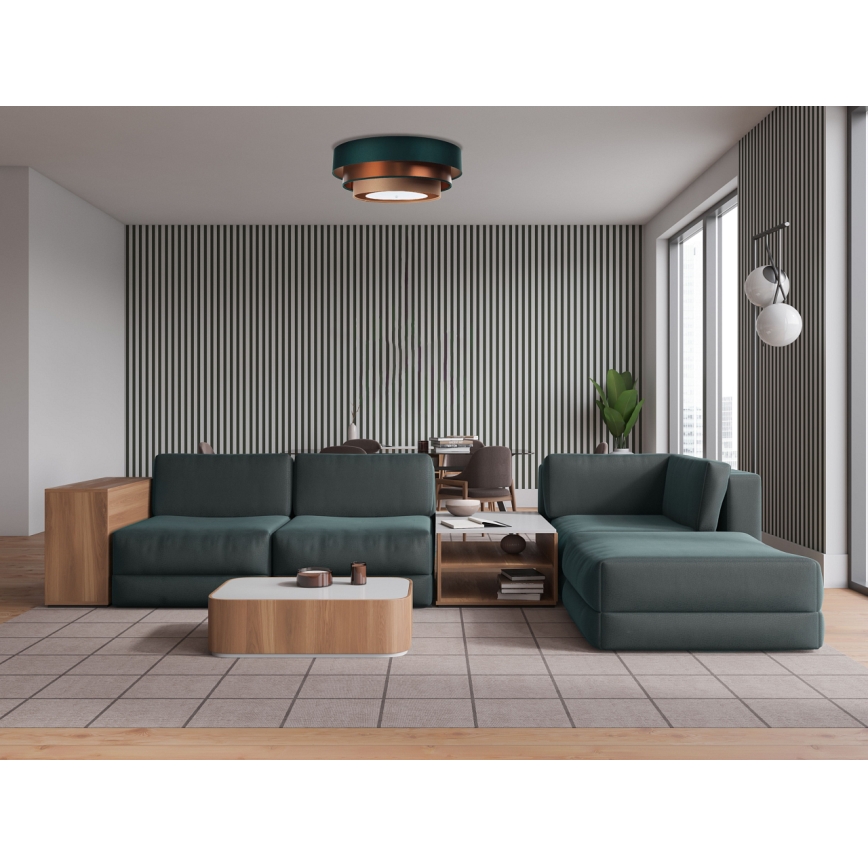Taklampa TRINITI 2xE27/60W/230V grön/koppar/brun