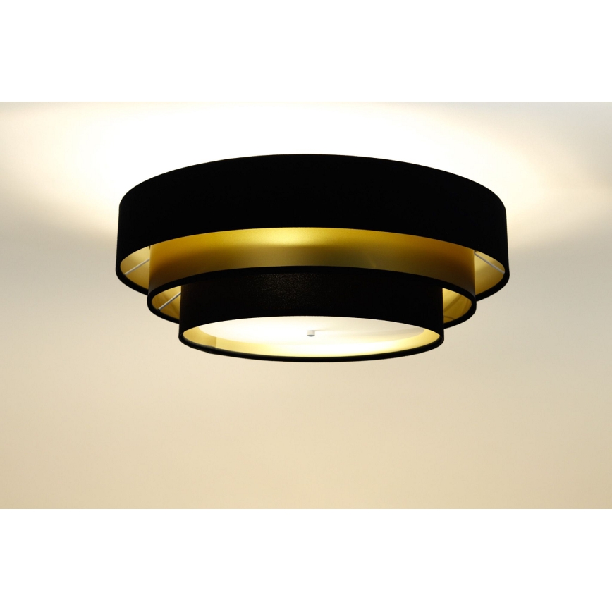 Taklampa TRINITI 2xE27/60W/230V svart/guld