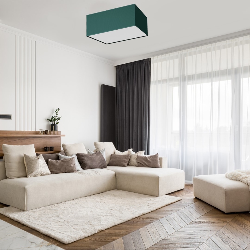 Taklampa  VERDE 2xE27/60W/230V 40x40 cm grön