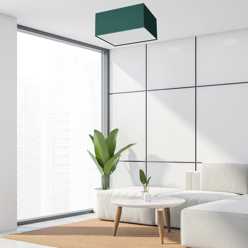 Taklampa  VERDE 2xE27/60W/230V 40x40 cm grön
