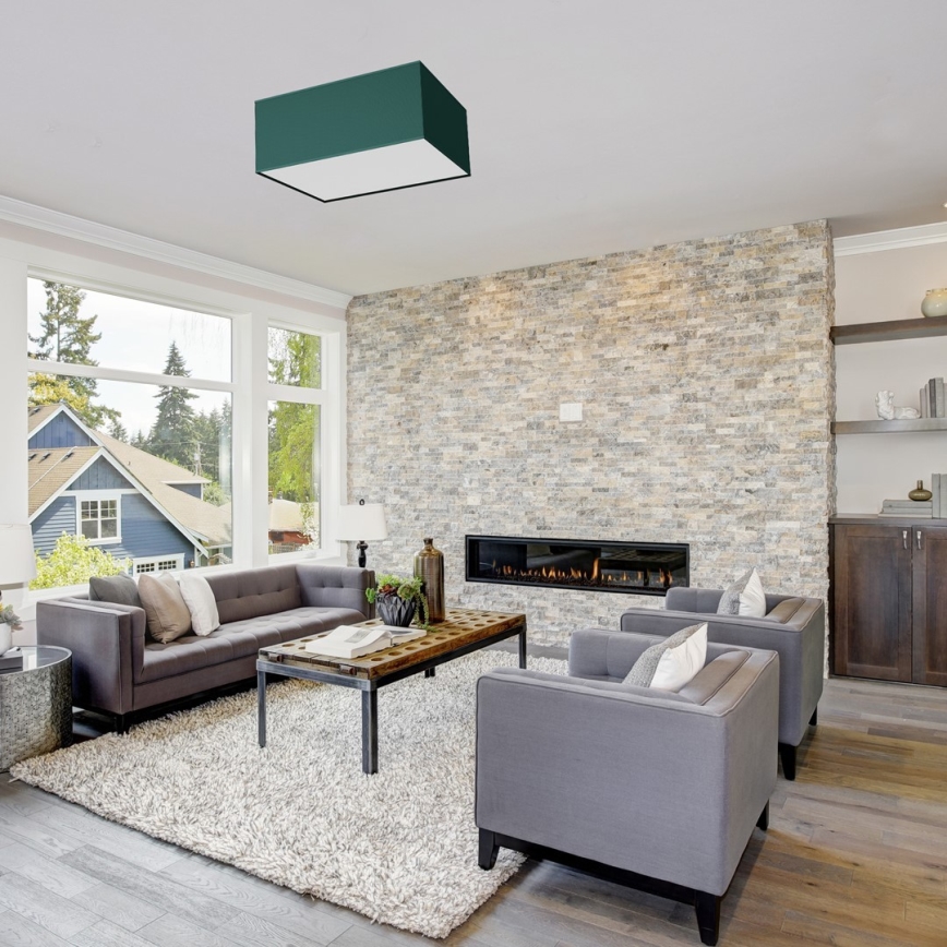 Taklampa  VERDE 2xE27/60W/230V 40x40 cm grön