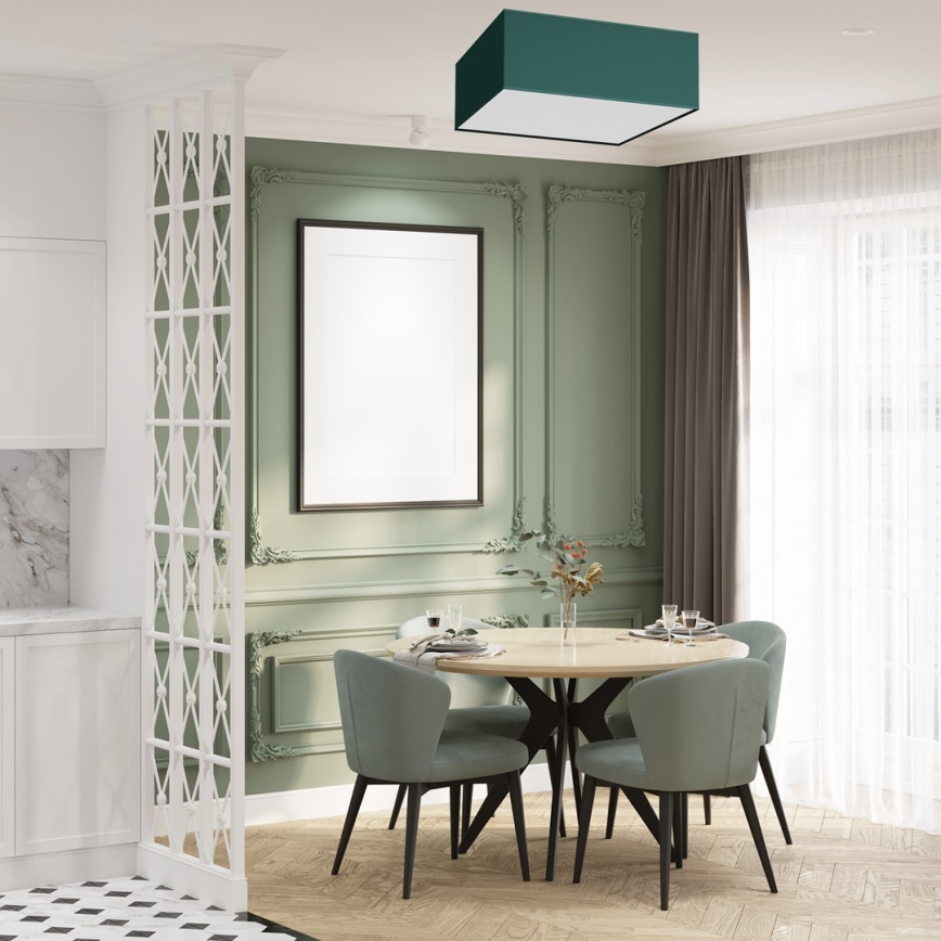 Taklampa  VERDE 3xE27/60W/230V 50x50 cm grön