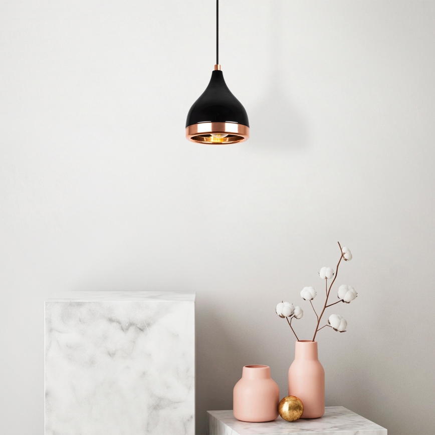 Taklampa YILDO 1xE27/40W/230V svart/koppar