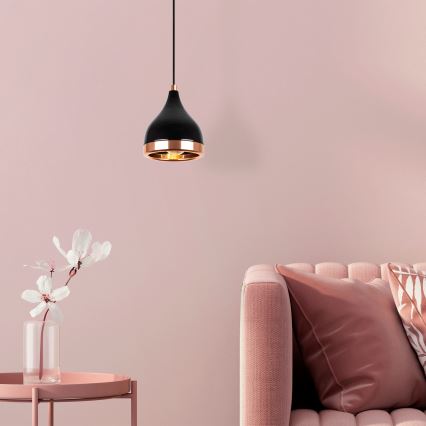 Taklampa YILDO 1xE27/40W/230V svart/koppar