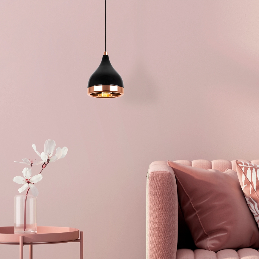 Taklampa YILDO 1xE27/40W/230V svart/koppar