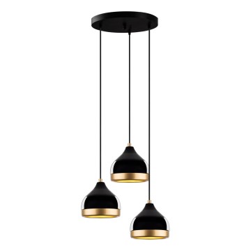 Taklampa YILDO 3xE27/40W/230V svart/guld
