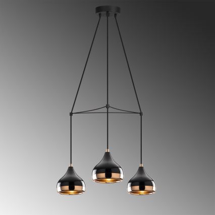 Taklampa YILDO 3xE27/40W/230V svart/koppar