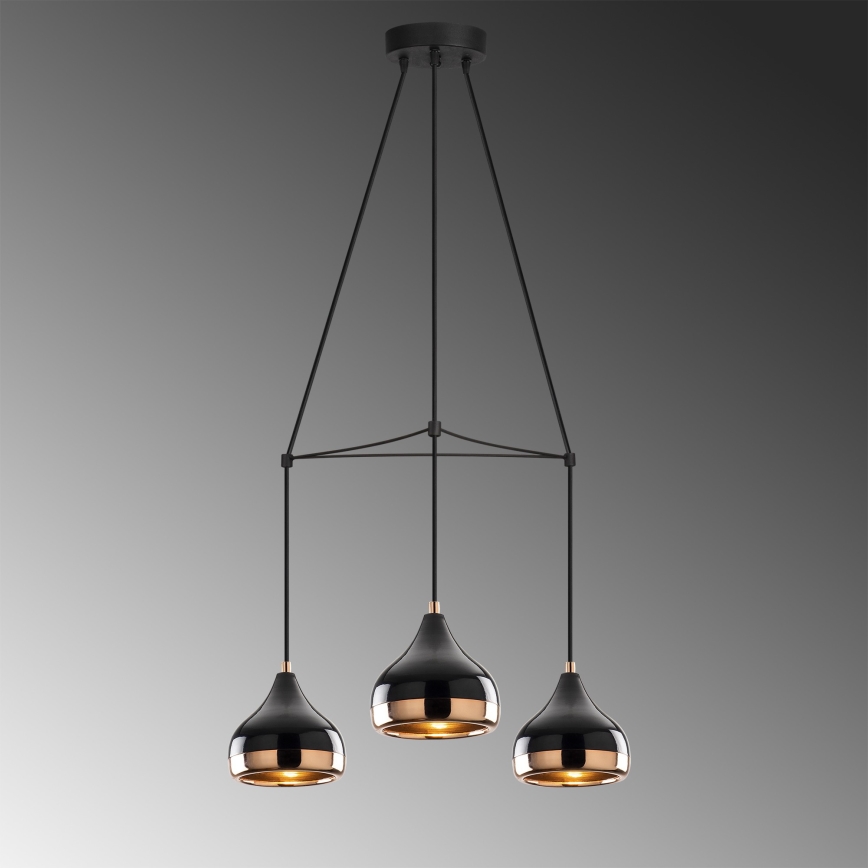Taklampa YILDO 3xE27/40W/230V svart/koppar