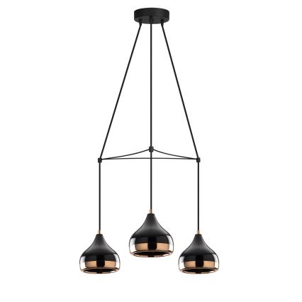 Taklampa YILDO 3xE27/40W/230V svart/koppar
