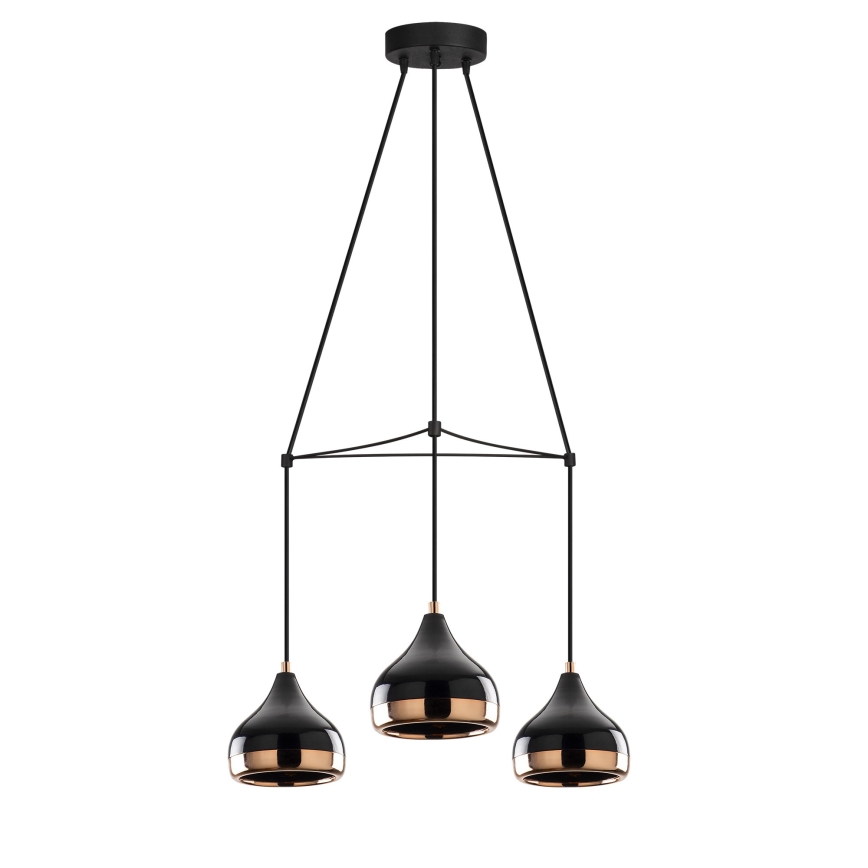 Taklampa YILDO 3xE27/40W/230V svart/koppar