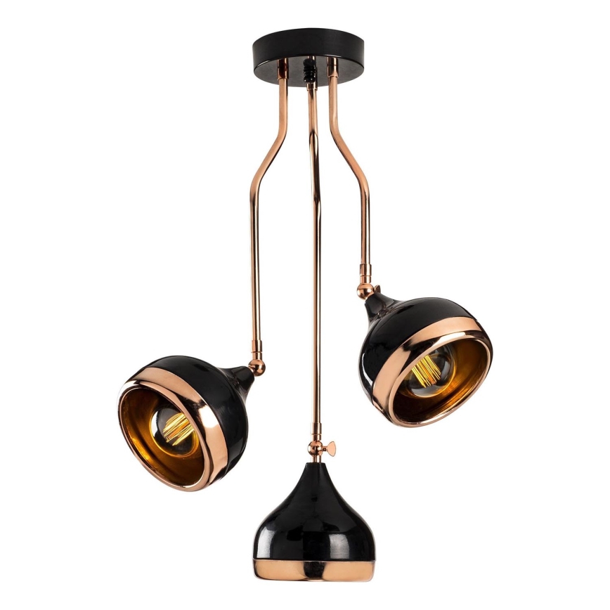 Taklampa YILDO 3xE27/40W/230V svart/koppar