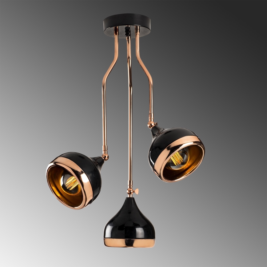 Taklampa YILDO 3xE27/40W/230V svart/koppar