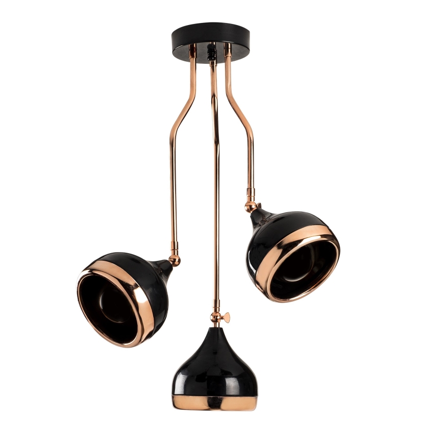 Taklampa YILDO 3xE27/40W/230V svart/koppar