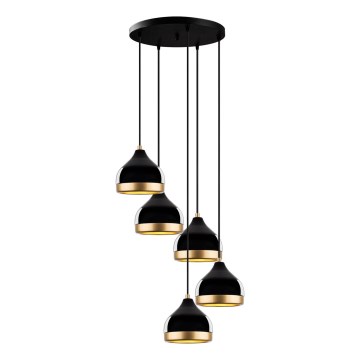 Taklampa YILDO 5xE27/40W/230V svart/guld