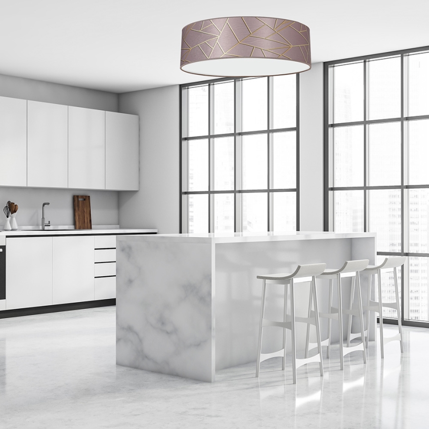 Taklampa  ZIGGY 3xE27/60W/230V rosa /gold