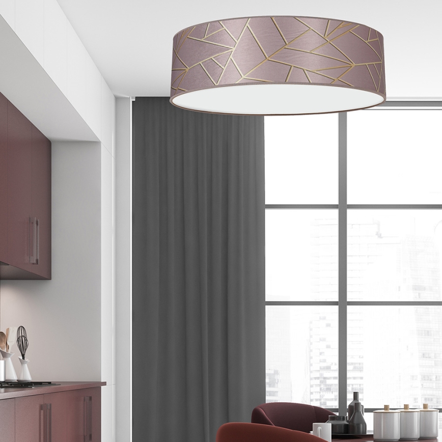 Taklampa  ZIGGY 3xE27/60W/230V rosa /gold