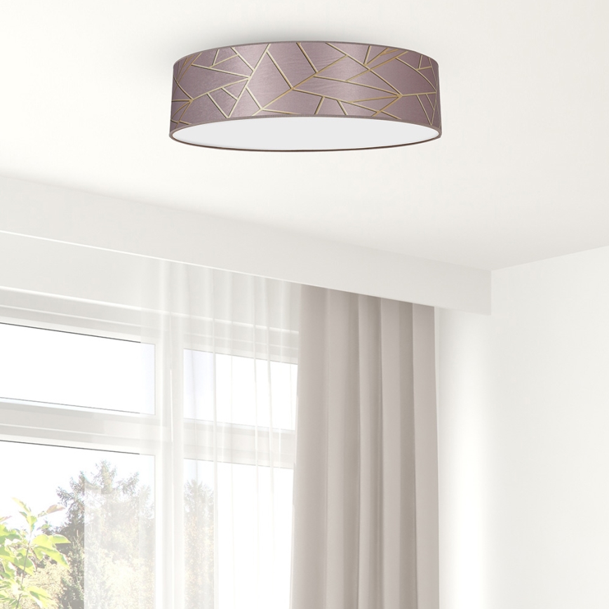 Taklampa  ZIGGY 3xE27/60W/230V rosa /gold